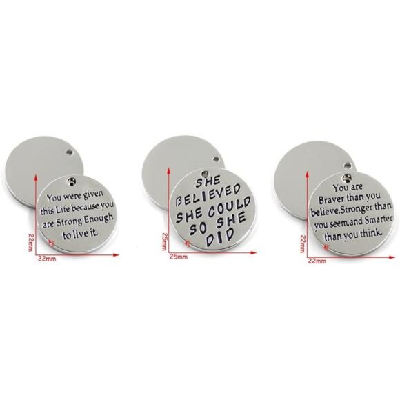 Women Inspirational Bracelet Set 3 Pack Engraved Motivational Adjustable Silver - Picture 7 of 8